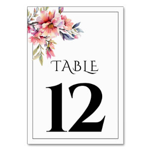 Rhododendron branch peach-pink wedding table number