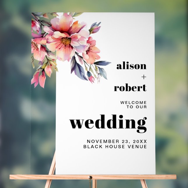 Rhododendron branch with flowers wedding WELCOME Acrylic Sign (Neutral)
