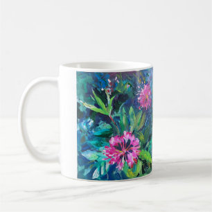 rhododendron flowers, impressionistic painting coffee mug