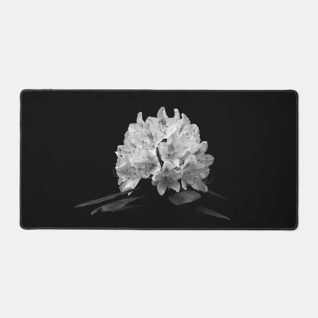 Rhododendron In Black And White Photo Desk Mat (Front)