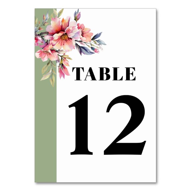 Rhododendron with peach pink flowers wedding table number (Back)