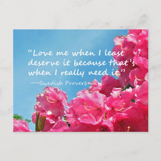 Rhododendron with Swedish Proverb Postcard (Front)