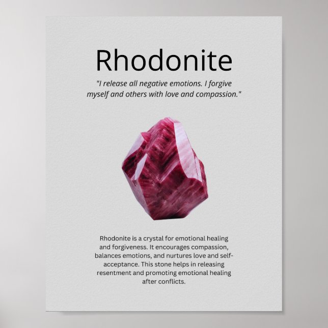 Rhodonite Crystal Meaning Poster (Front)