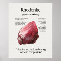 Rhodonite Gem Crystal Meaning Card