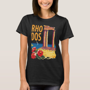 Rhodos Greece Ancient Temple Yellow Travel T-Shirt