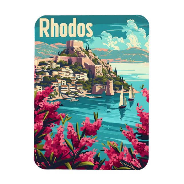 Rhodos Greece Vintage Magnet (Vertical)