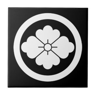 Rhombic chinese flower in circle ceramic tile