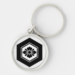 Rhombic flower with Swords in tortoiseshell Key Ring