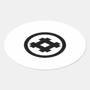 Rhombic well frame in circle oval sticker
