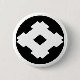 Rhombic well frame in rice cake 6 cm round badge