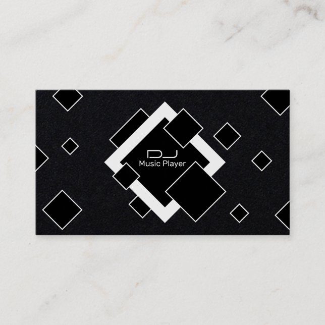 Rhomboid geometric pattern black tone business card (Front)