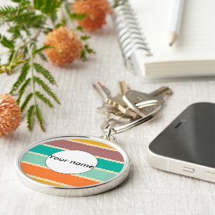 Rhombus rows abstract design key ring