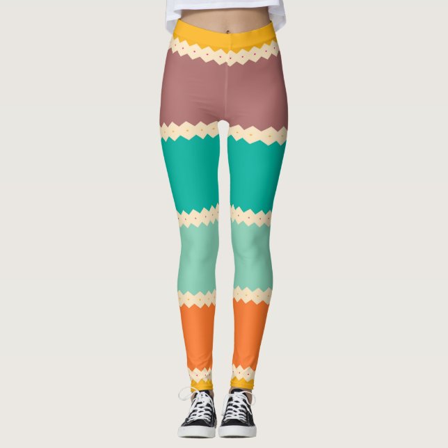 Rhombus rows abstract design leggings (Front)