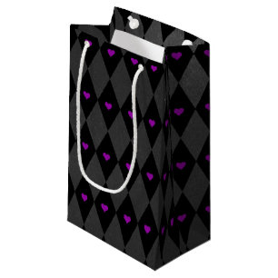 Rhombuses Purple Hearts Gothic Valentine's Day Small Gift Bag