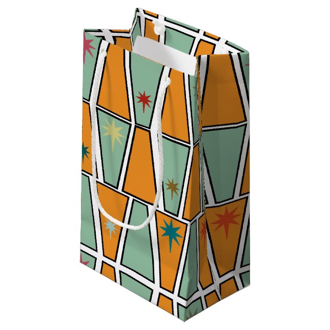 Rhombuses with Starbursts Small Gift Bag (Front Angled)