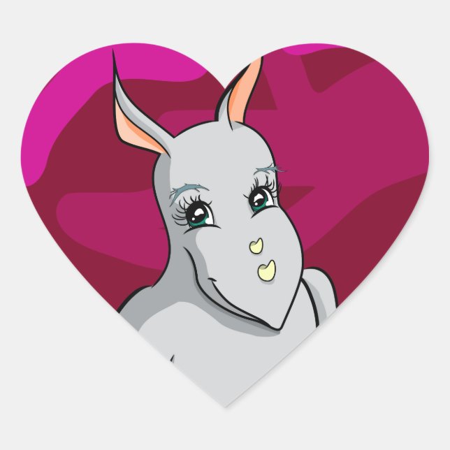 Rhonda Rhino Heart Sticker (Front)