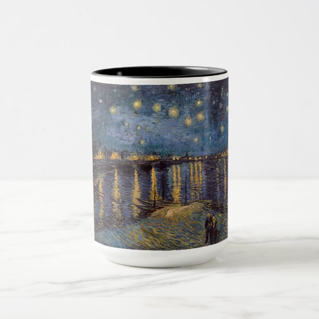 Rhone Riverfront Starry Night River View Mug (Center)