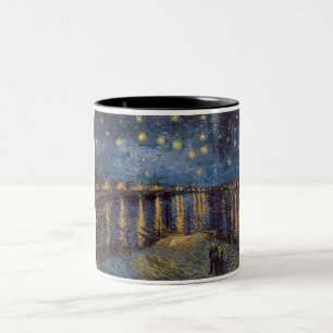 Rhone Riverfront Starry Night River View Two-Tone Coffee Mug
