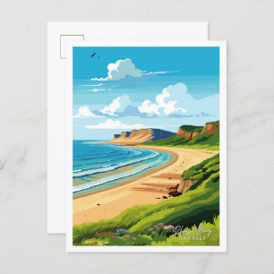 Rhossili Bay Swansea Travel Vintage illustration Postcard