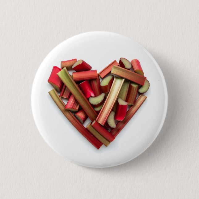 Rhubarb Heart 6 Cm Round Badge (Front)