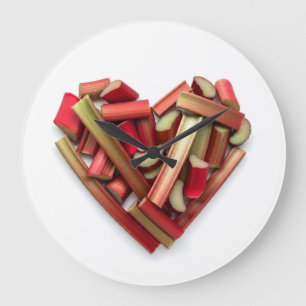 Rhubarb Heart Large Clock