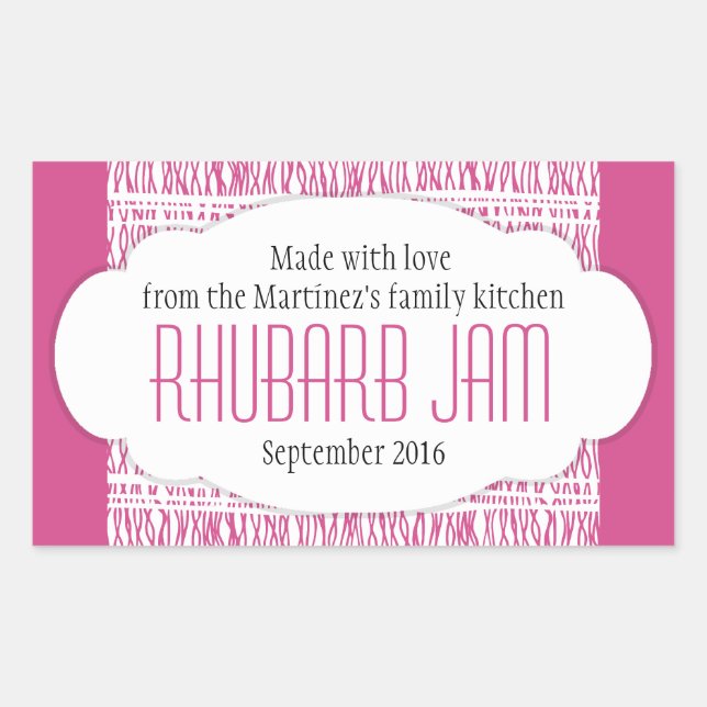 Rhubarb jam food label sticker (Front)