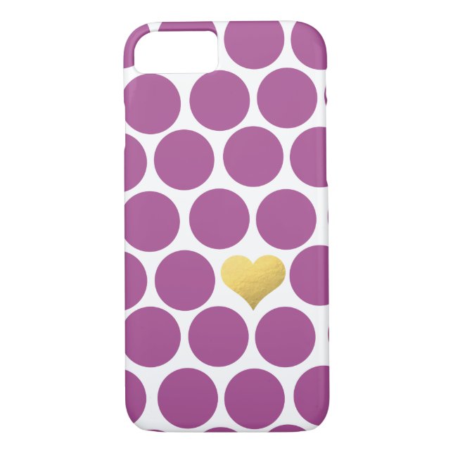 Rhubarb Purple Polka Dot Gold Foil Heart iPhone Case-Mate iPhone Case (Back)