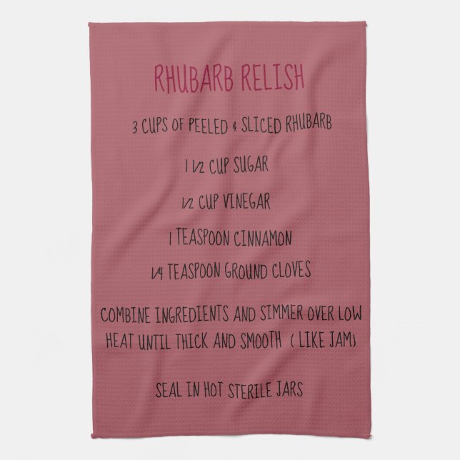 Rhubarb Relish Recipe Tea Towel (Vertical)