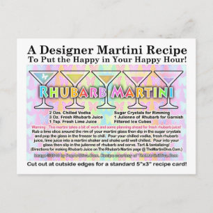 Rhubarb Spring Martini Recipe Card Postcard