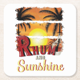 Rhum and Sunshine  Square Paper Coaster