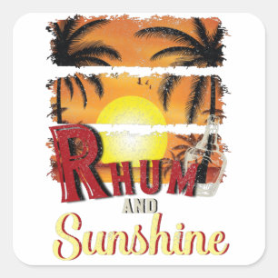 Rhum and Sunshine, Summer Lover Sunset Orange Square Sticker
