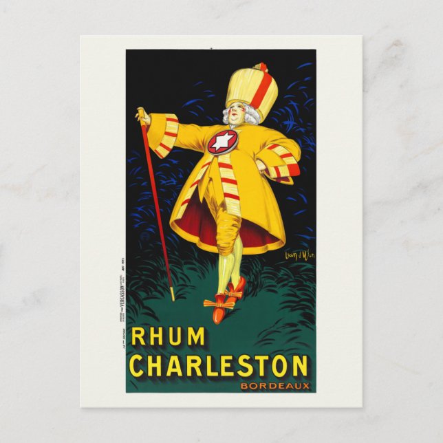 Rhum Charleston Bordeaux Vintage Poster 1925 Postcard (Front)