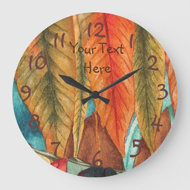 rhus tree autumn leaf colours contempory designer large clock (Front)