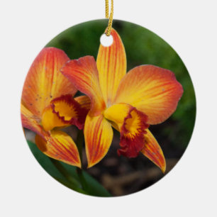 Rhyncattleanthe Love Tapestry Ceramic Tree Decoration