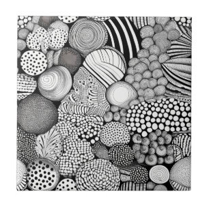 Rhythm in Black and White – Abstract Monochrome 6 Ceramic Tile