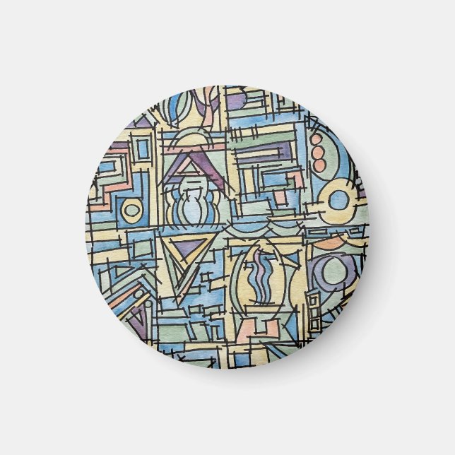 Rhythm In Blue-Hand Painted Abstract Art Magnet (Front)