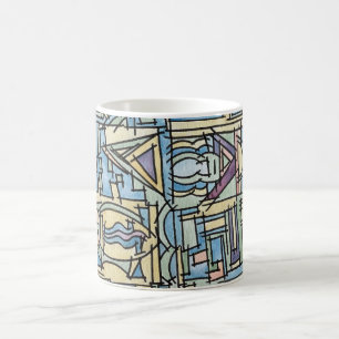 Rhythm In Blue-Modern Geometric Watercolor Art Coffee Mug