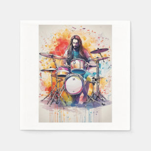 Rhythm in Motion: Drummer Performance Poste Napkin
