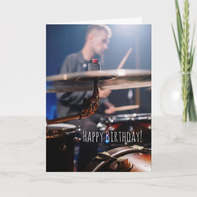 Rhythm Method Funny Drummer Percussionist Birthday Card (Front)