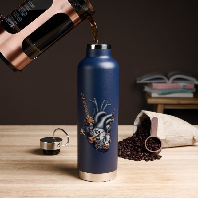 Rhythm of the Soul: Anatomical Heart & Musical  Water Bottle (Coffee (Rotated))