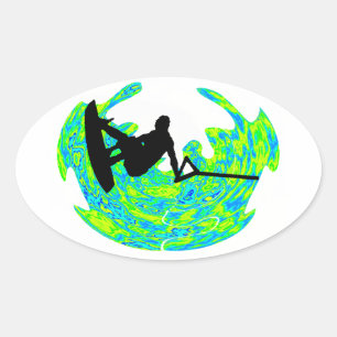 RHYTHM OF WAKEBOARDING OVAL STICKER