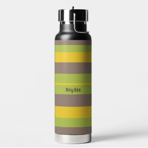 Rhythm Stripes Horizontal Lines Brown Yellow Green Water Bottle