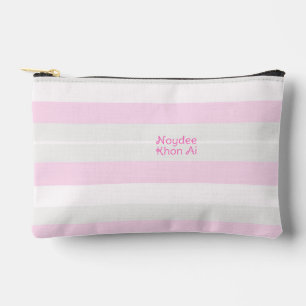 Rhythm Stripes Horizontal Lines Grey Pink White Accessory Pouch