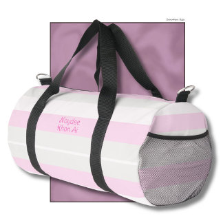 Rhythm Stripes Horizontal Lines Grey Pink White Duffle Bag