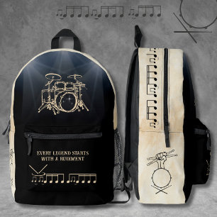 Rhythmic Black and Tan Drummer Backpack