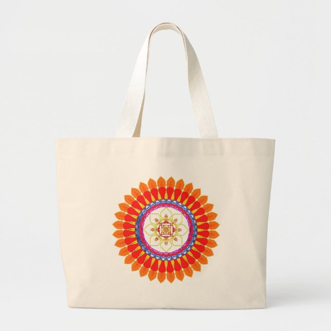 Rhythmic Euphoria Mandala  Large Tote Bag (Front)