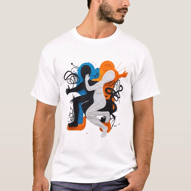 Rhythmic Fusion: Dance of Shadows and Colors T-Shirt (Front)