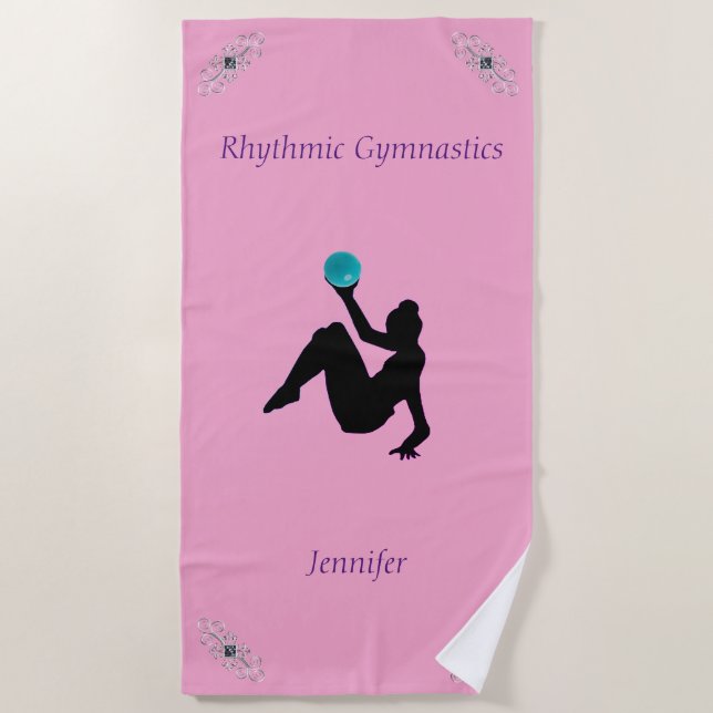 Rhythmic Gymnastics Ball Routine Glam Beach Towel (Front)