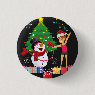 Rhythmic Gymnastics Christmas Celebration   3 Cm Round Badge