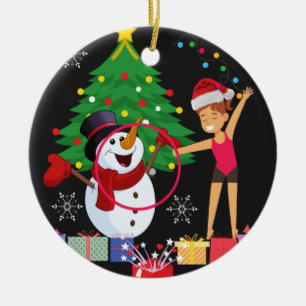 Rhythmic Gymnastics Christmas Celebration Ceramic Ornament